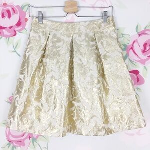 NEW Pim + Larkin Metallic Gold Jacquard Skirt S